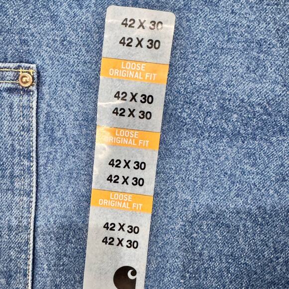 Carhartt Double Knee Jeans 42x30 NWT Loose Fit Denim Workwear Rugged USA - Picture 7 of 9